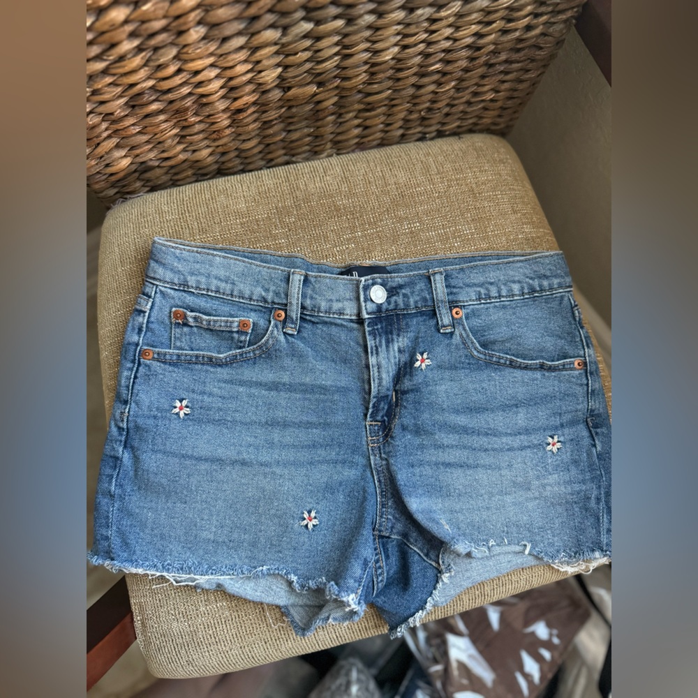 GAP Blue Jean Shorts with Embroidered Accents